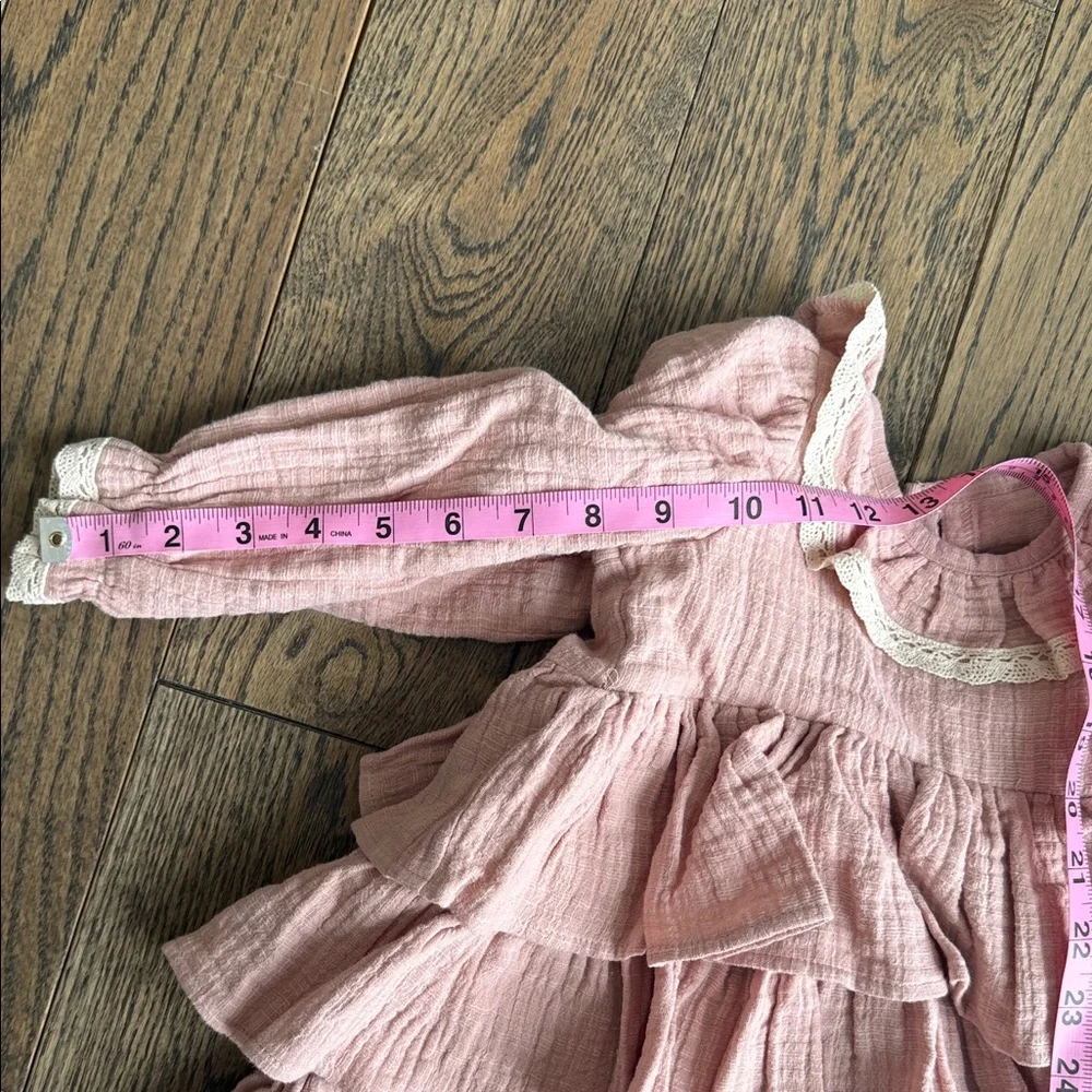 Charming Pink Baby Dress with Ruffles 100% organic cotton custom handmade 6-9 m